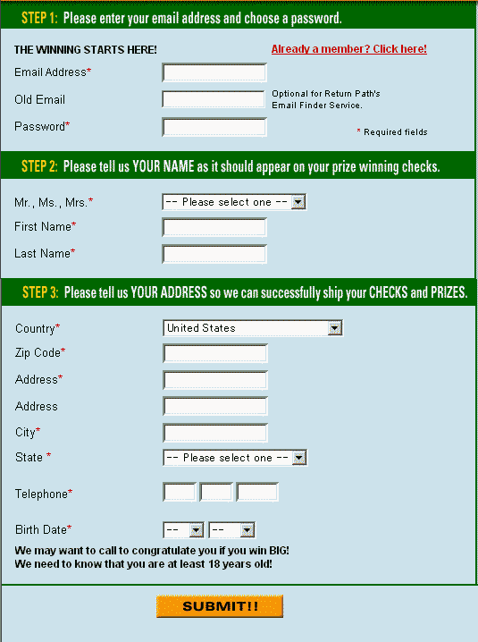 プロフィール入力画面